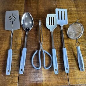Vtg Powder Baby Blue Cooking Utensils Country Cottagecore 6pc Set